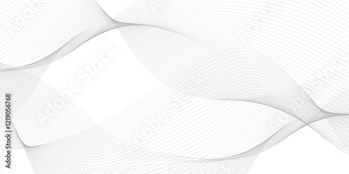 Abstract Gray wavy business and banner curve line background. Digital future technology concept. Line art striped graphic template, banner background. Vector illustration.