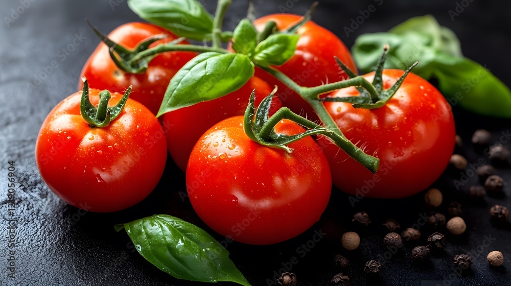 Juicy Red Tomatoes with Basil and Peppercorns Juicy Red Tomatoes with Basil and Peppercorns