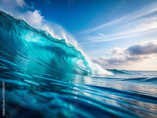 Minimalist Blue Ocean Wave Art: Clean Abstract Textured Background