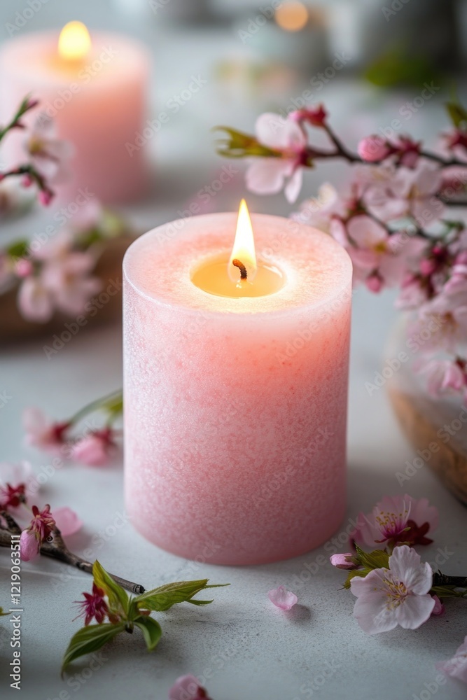 Pink Candle on Table Pink Candle on Table