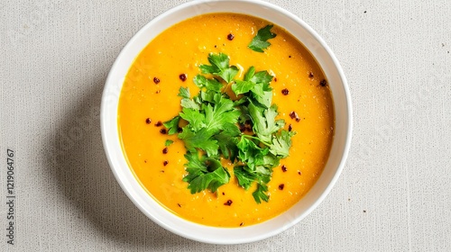 Simple Vegetarian Langar Meal Bowl with Fresh Coriander and Spices photo