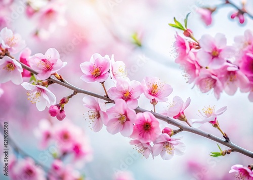 Minimalist Cherry Blossom Watercolor Design with Copy Space - Pastel Pink Spring Background