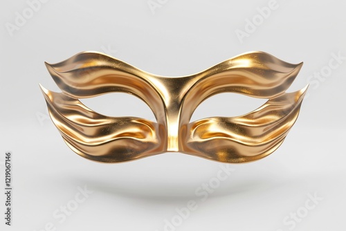 Elegant golden mask with flowing design. Perfect for masquerade balls or theatrical productions. photo