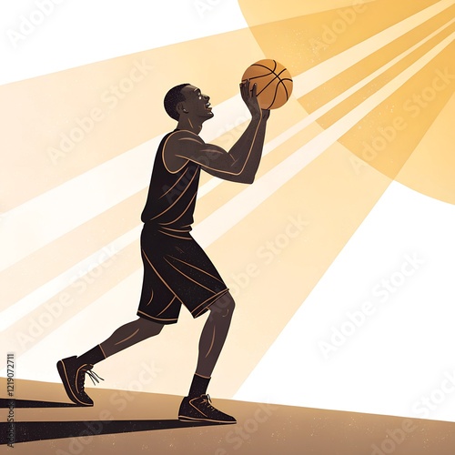 player holding bascket ball in sunlight photo