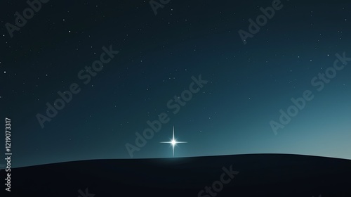 Stunning Depiction of the Shining Star of Bethlehem Against a Serene Night Sky with Twinkling Stars