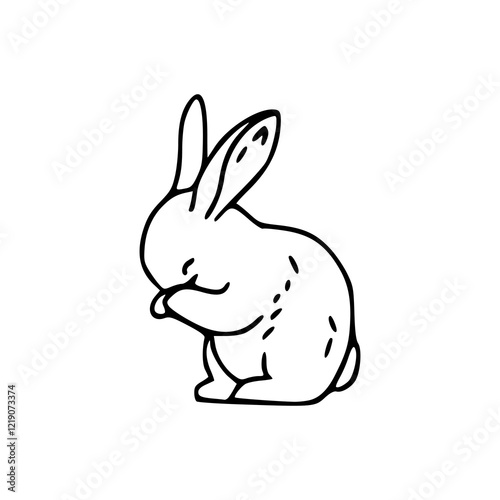 a black and white drawing of a rabbit