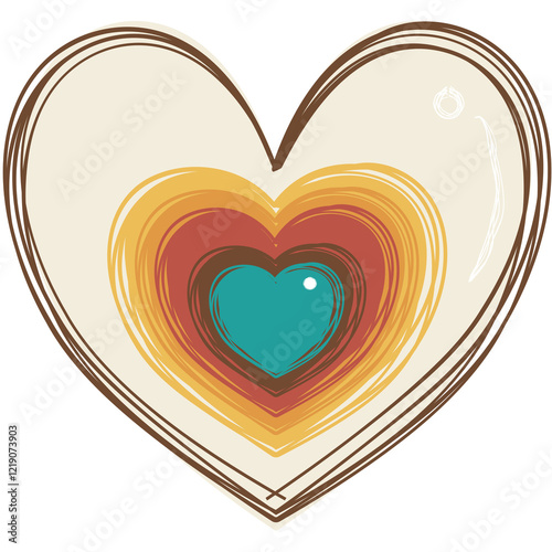 vintage rainbow colored hearts