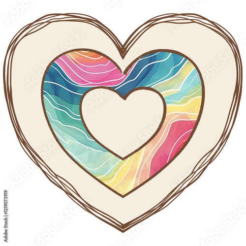 vintage rainbow colored hearts