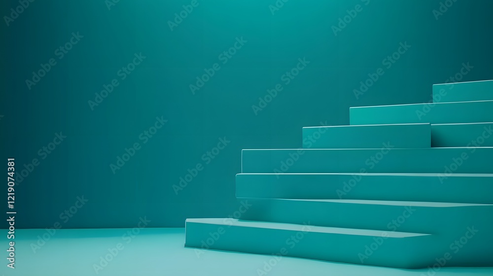 Abstract Teal Green Steps Minimalist Product Display Background Abstract Teal Green Steps Minimalist Product Display Background