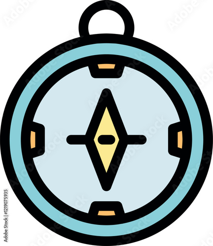 Cartoon compass pointing north, navigating and exploring new destinations, travel and adventure concept