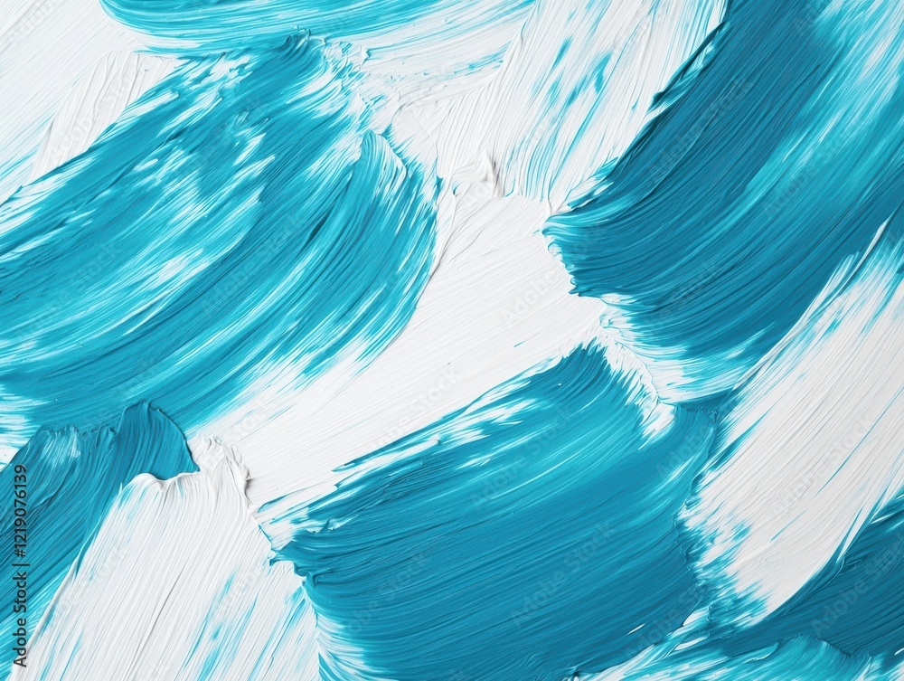 A vibrant abstract painting featuring bold turquoise strokes on a white background, creating a dynamic and lively visual effect. A vibrant abstract painting featuring bold turquoise strokes on a white background, creating a dynamic and lively visual effect.
