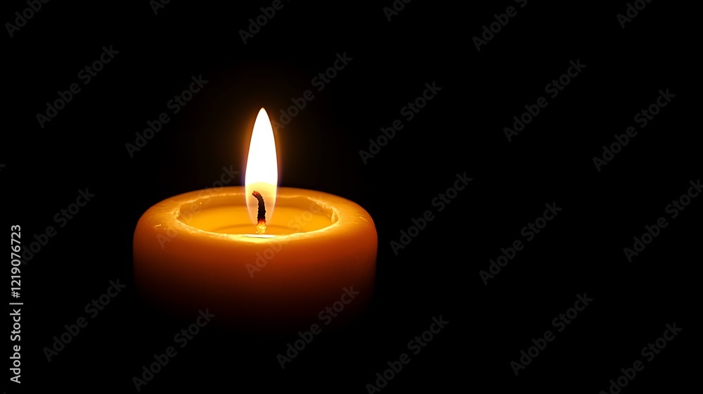 A close-up of a candle glowing in the darkness, symbolizing hope and faith A close-up of a candle glowing in the darkness, symbolizing hope and faith