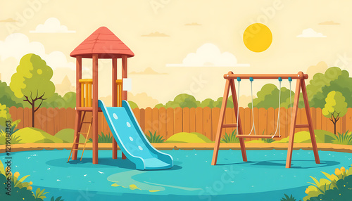 Wallpaper Mural Playground Scene Cartoon Background for Creators Torontodigital.ca