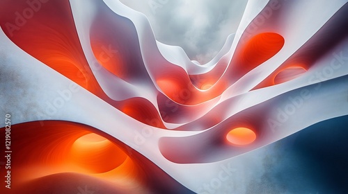 Fototapeta Naklejka Na Ścianę i Meble -  Fluid Organic 3D Structure with Overlapping Concentric Forms