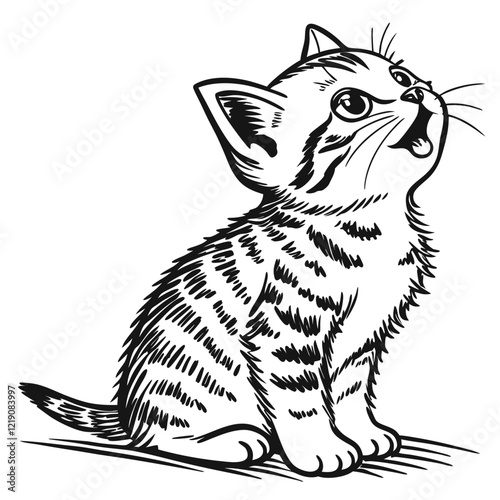 sketch of a cat vector