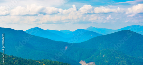 Obraz na płótnie Blue mist mountains landscape, panorama of blue mountains w salonie