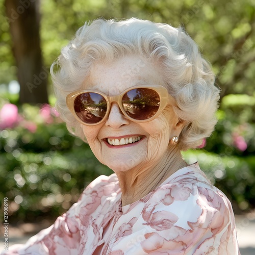 Happy Senior Woman in Sunglasses, Outdoor Portrait
