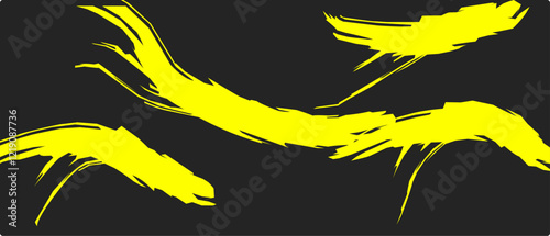 yellow thick brush strokes with spray texture. Vintage template with hand drawn broken edges, banner. Rough thick brush stroke texture with small dots. Retro vector background for poster.
