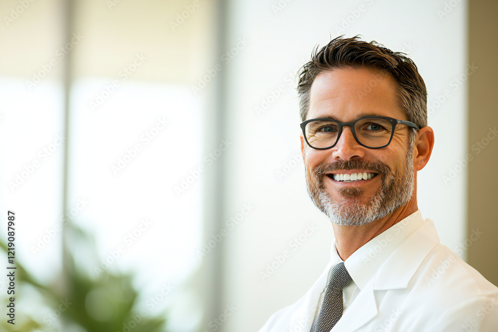 Professional Doctor Portrait with Friendly Smile in Modern Clinic Professional Doctor Portrait with Friendly Smile in Modern Clinic
