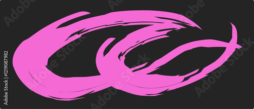 thick pink brush strokes with spray texture. Vintage template with hand drawn broken edges, banner. Rough thick brush stroke texture with small dots. Retro vector background for poster.