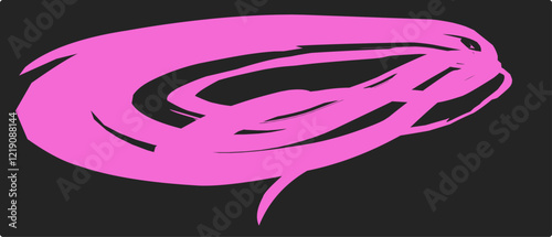 thick pink brush strokes with spray texture. Vintage template with hand drawn broken edges, banner. Rough thick brush stroke texture with small dots. Retro vector background for poster.