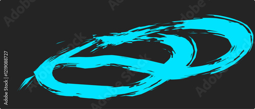 thick blue brush strokes with spray texture. Vintage template with hand drawn broken edges, banner. Rough thick brush stroke texture with small dots. Retro vector background for poster.