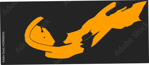 thick orange brush strokes with a spray texture. Vintage template with hand drawn broken edges, banner. Rough thick brush stroke texture with small dots. Retro vector background for poster.