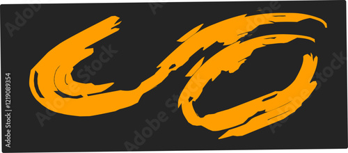 thick orange brush strokes with a spray texture. Vintage template with hand drawn broken edges, banner. Rough thick brush stroke texture with small dots. Retro vector background for poster.
