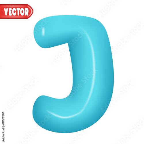 letter J. letter sign blue color. Realistic 3d design Glossy letters in cartoon balloon style. Isolated on white background. vector illustration