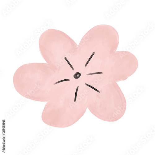Fototapeta Naklejka Na Ścianę i Meble -  watercolor cute daisy rose flower floral doodle hand drawn peach pink pastel color illustration season spring happy easter valentines day romantic crayon digital sticker