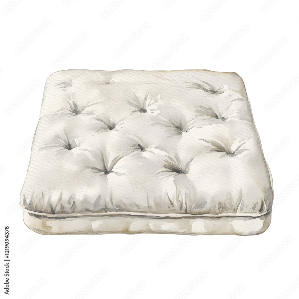 Obraz premium The image shows a thick off-white tufted mattress pad that appears soft and comfortable.