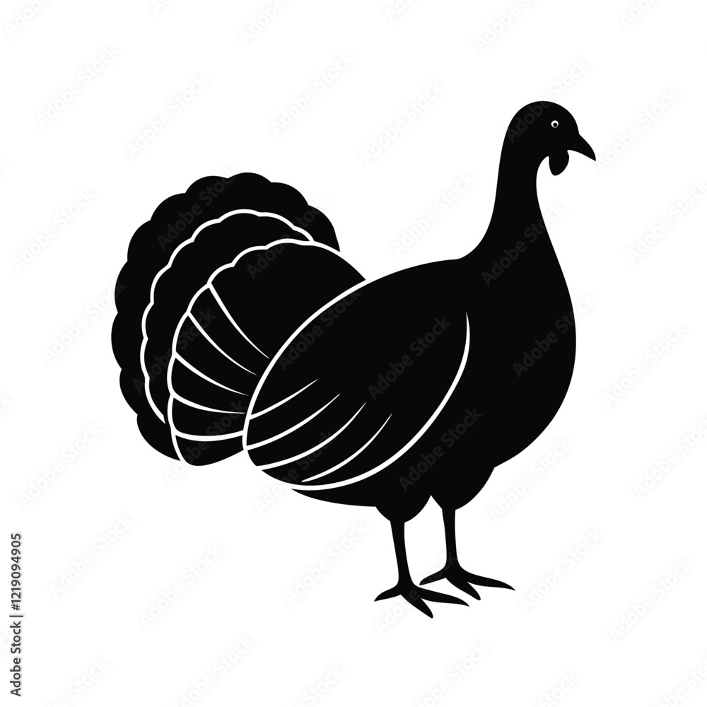silhouette of a turkey chicken vector image illustration and artwork on white background