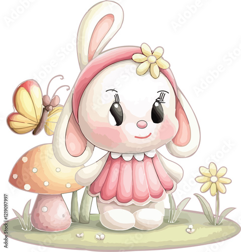 easter bunny with easter eggs. 