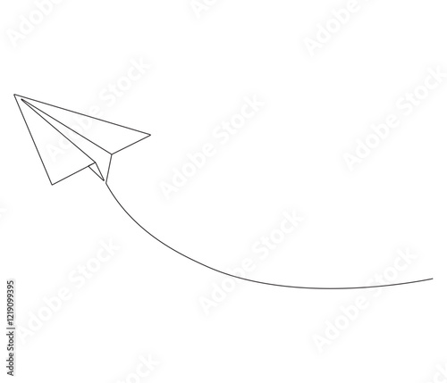 One continuous line drawing of paper plane. Paper airplane symbol of travel and dream. Concept vector art for business trip. Editable stroke. Doodle line illustration