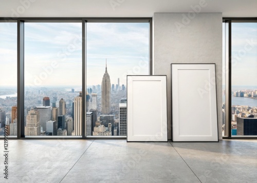 Empty picture frames against a stunning skyline