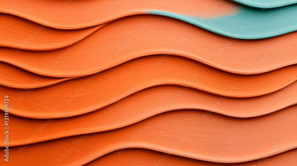 Obraz premium Abstract orange and teal wave paint texture. Design background