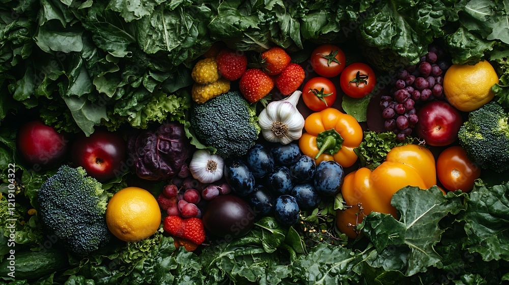 A colorful array of fresh vegetables and fruits A colorful array of fresh vegetables and fruits