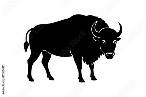 Bison buffalo vector silhouette, bison icon