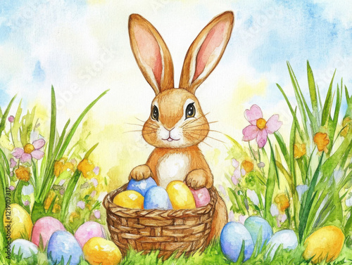 Bunny with Easter Eggs