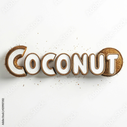 Coconut fruit typography 3D text effect design AI image photo