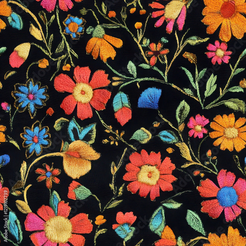 Vibrant Floral Embroidery