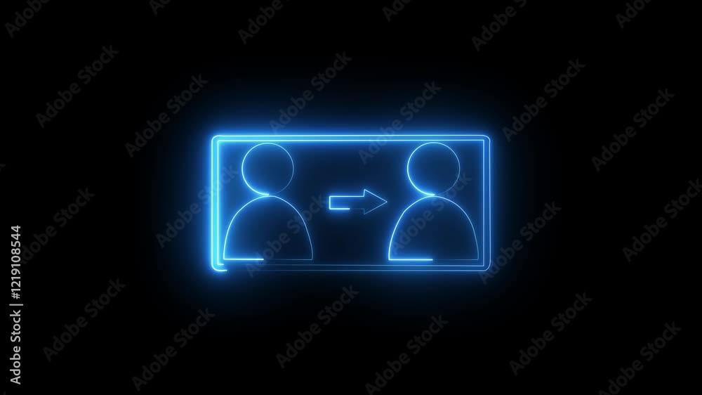 Neon glowing user icon animation on black background. neon profile icon. Glowing neon person or people sign animation background. User icon for web site on black background. Neon glowing user icon animation on black background. neon profile icon. Glowing neon person or people sign animation background. User icon for web site on black background.