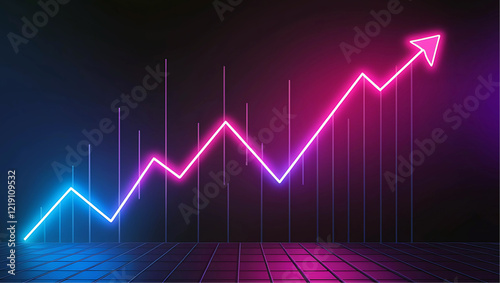 A financial graph that is rising and has vivid neon patterns