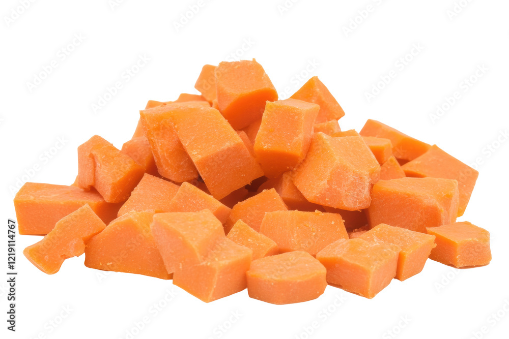 Isolated pile of chopped sweet potato Isolated pile of chopped sweet potato
