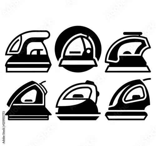 iron vector icon set in black color.