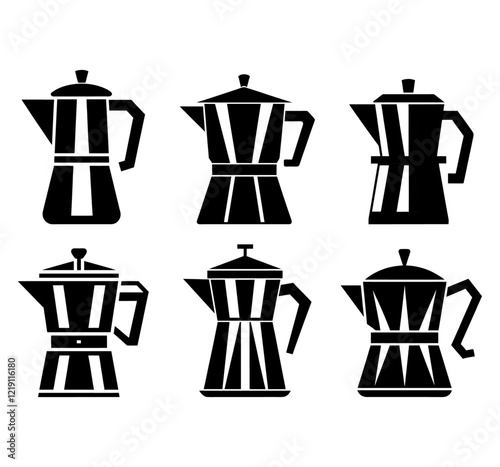 Coffee pot icons. Coffeepot icon in line, flat, and color style. Coffee kettle or teapot sign and symbol. Vector illustration