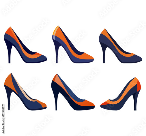 Beautiful fashion purple high heel footwear for women isolated on white background