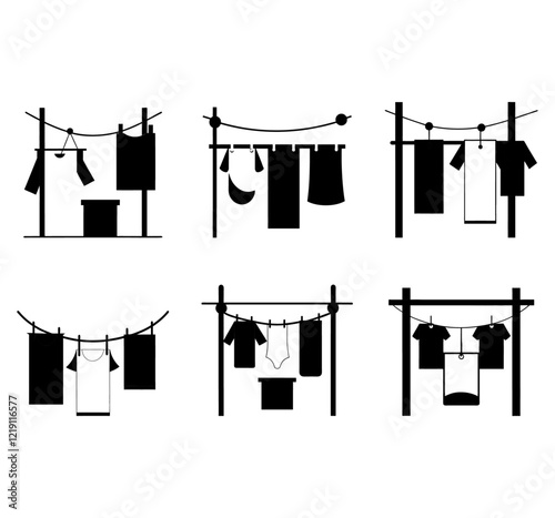 Hanging cloths for drying vector image