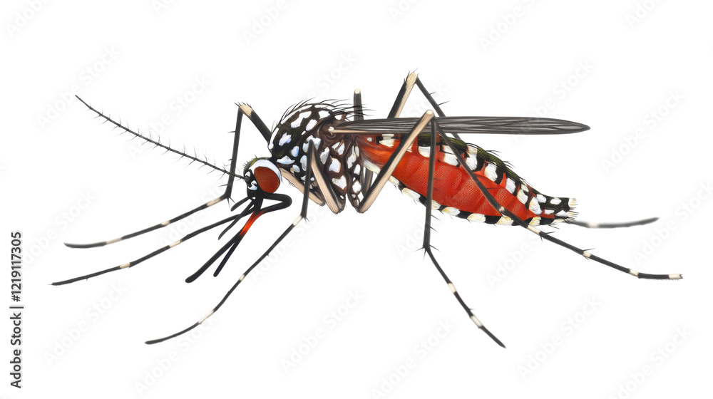 Detailed Illustration of a Mosquito with Striking Patterns and Features, Perfect for Educational and Scientific Purposes in Insect Studies and Research Projects Detailed Illustration of a Mosquito with Striking Patterns and Features, Perfect for Educational and Scientific Purposes in Insect Studies and Research Projects