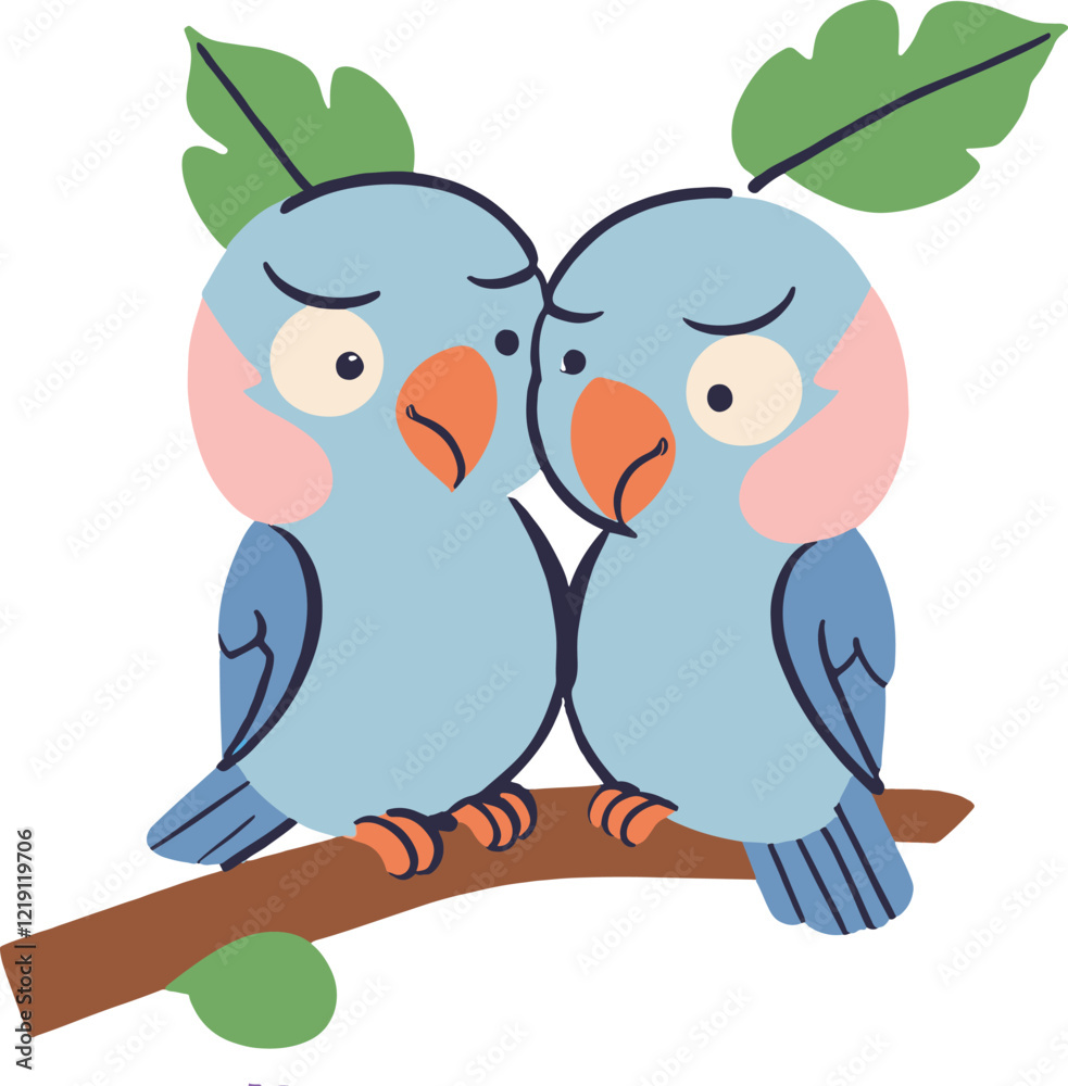 Fototapeta premium two blue birds sitting on a branch